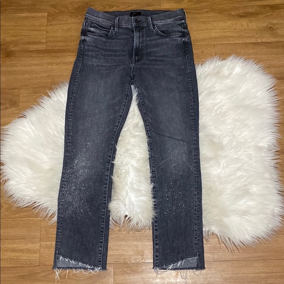 MOTHER HIGH WAISTED RASCAL ANKLE STEP FRAY IN NIGHT GARDEN - Picture 2 of 9